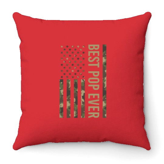 Best Pop Ever Us American Flag Camo For Fathers Throw Pillows