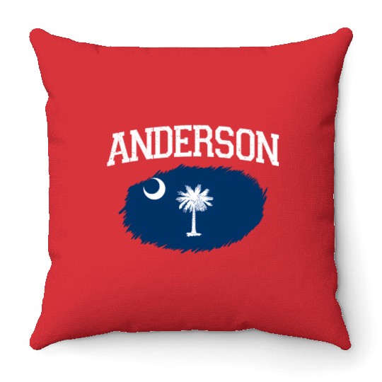 Anderson Sc South Carolina Flag Usa Sports Throw Pillows