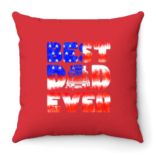 Best Dad Ever Us American Flag Father's Day Truck Throw Pillows