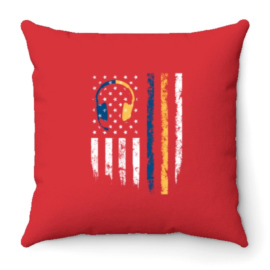 Gold Blue Line 911 Police Dispatcher First Throw Pillows