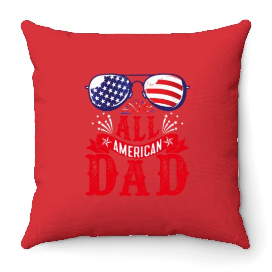 All American Dad America Pride US Patriot Throw Pillows