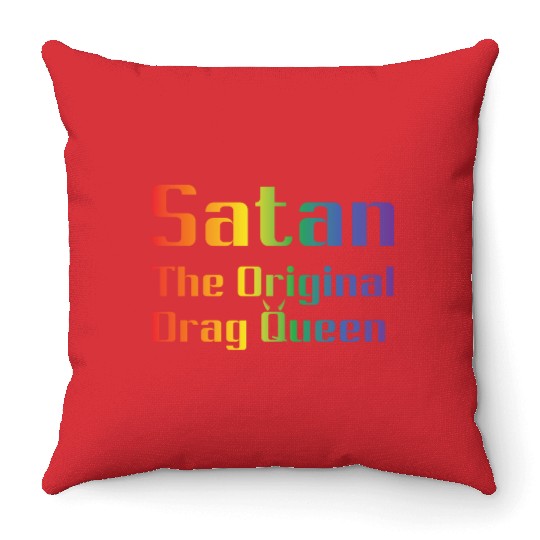 Funny Hail Gay Satan Lgbt Goth Gay Pride Baphomet Throw Pillows