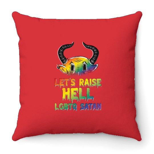 Funny Hail Gay Satan Lgbt Goth Gay Pride Baphomet Throw Pillows
