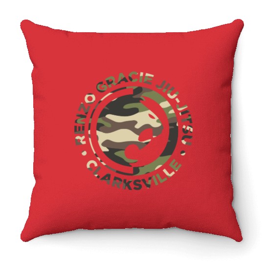 Renzo Gracie Jiu-Jitsu Clarksville Camouflage Logo Throw Pillows