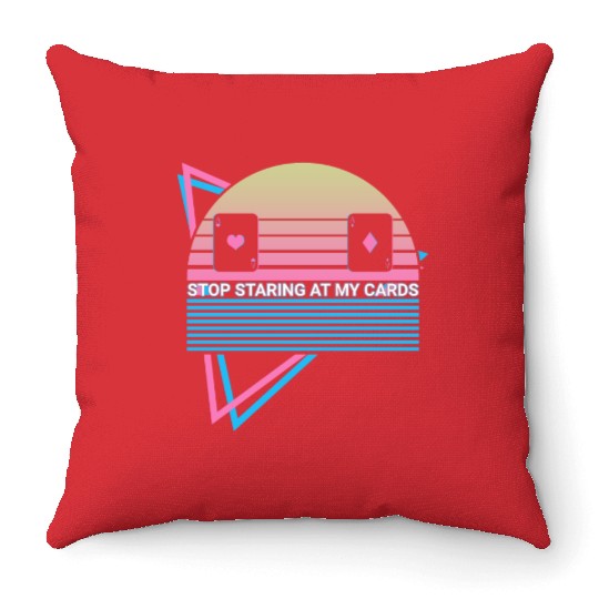 Poker Player Retro Throw Pillows