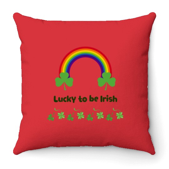 Lucky to be Irish green Throw Pillows