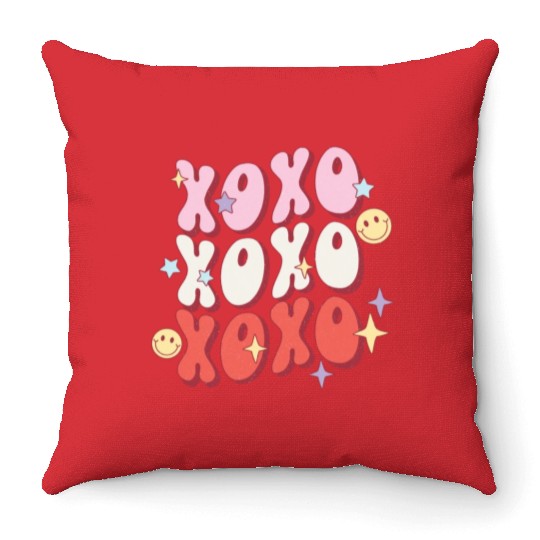 XOXO retro valentine sublimation hipster Throw Pillows
