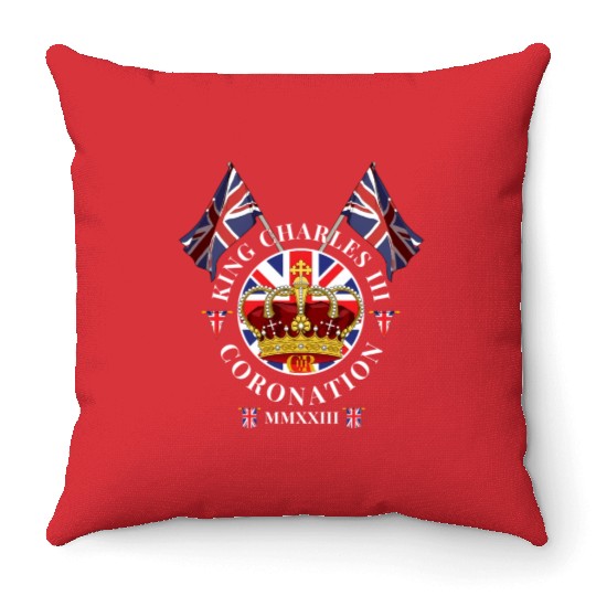 King Charles Iii British Monarch Royal Coronation Throw Pillows