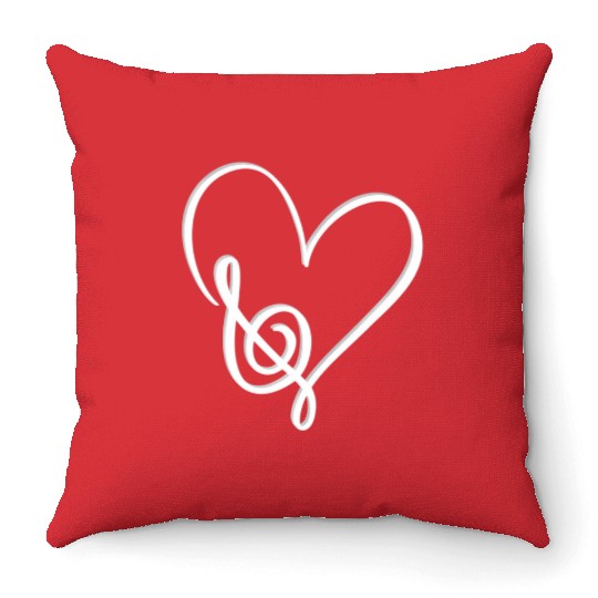 Heart Shape Musical Notes Music lovers Valentines Throw Pillows