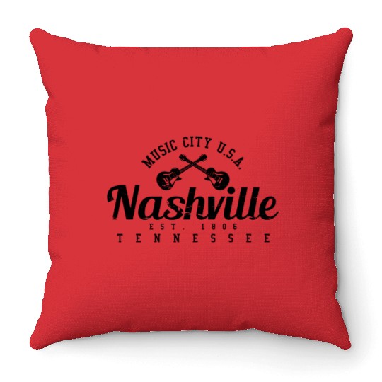hville - Cory Music City Guitar Throw Pillows