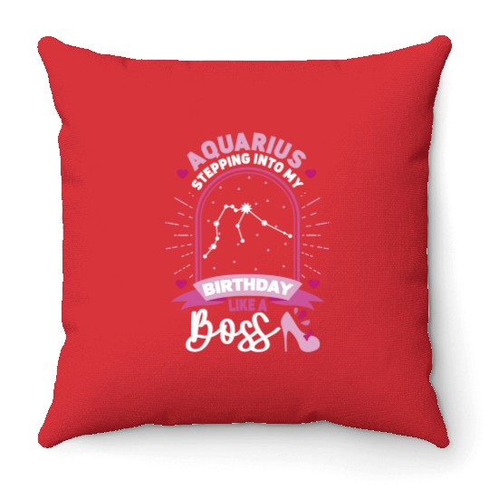 Aquarius Stepping Into Astrology Birth Sign Throw Pillows