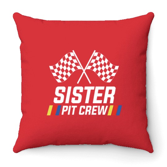 Pit Crew Sister Matching Racer Drag Racing Throw Pillows