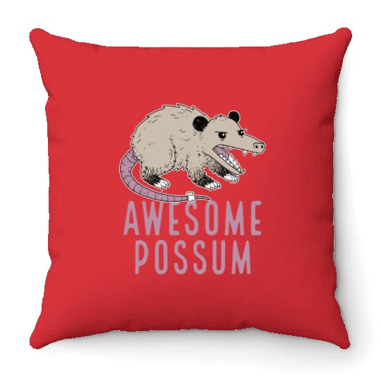 Awesome Possum Funny Design Trash Lover Throw Pillows