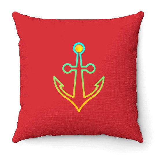 Preppy Nautical Anchor For Sailors Boaters Throw Pillows