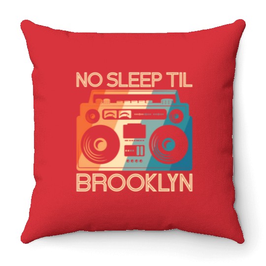 No Sleep Til Brooklyn Old School Portable Stereo Throw Pillows