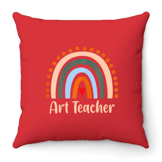 Art Teacher Boho Rainbow Back To School Throw Pillows