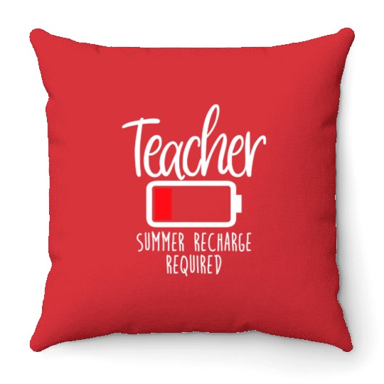Teacher Summer Recharge Required Last Day School W Throw Pillows