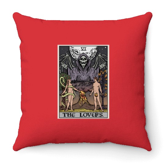 The Tarot Card Halloween Grim Reaper Gothic Horror Throw Pillows