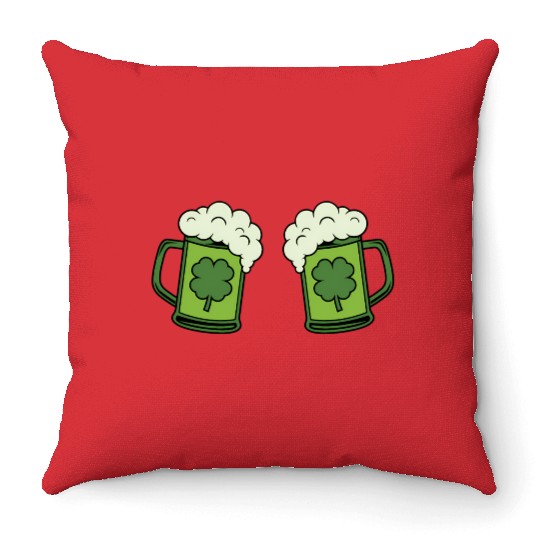 Drinking Green Beer Boobs Shamrock Irish Patric Throw Pillows