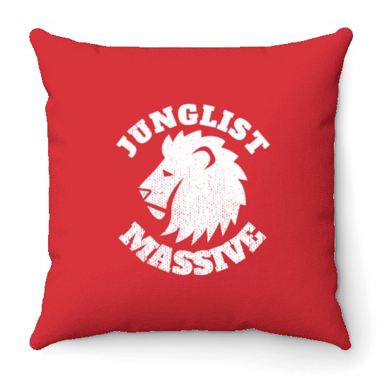 Junglist Music DnB EDM Drum N Bass Lion Throw Pillows