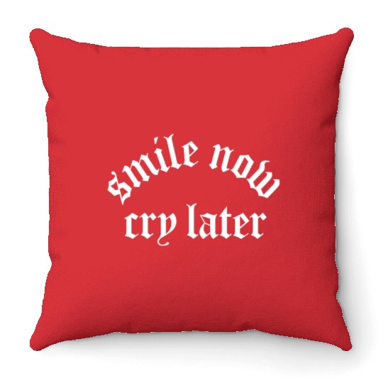 Chicano Tattoo Gang Smile Now Cry Throw Pillows