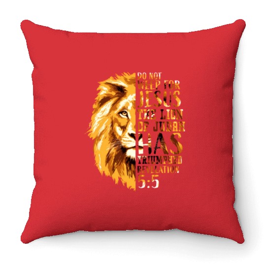 Christian Bible Verse Faith Religious Lion Judah Throw Pillows