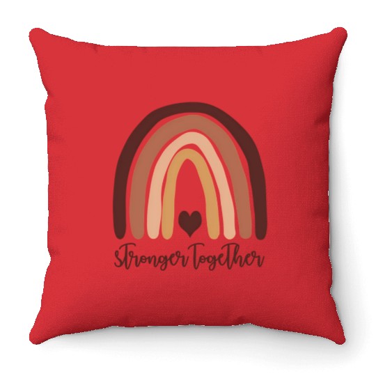 Stronger Together in Tone Rainbow Heart Throw Pillows