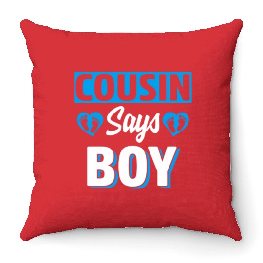 Cousin Says Gender Reveal Team Blue Baby Py Throw Pillows