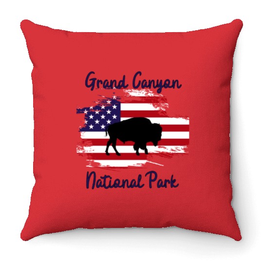 grand canyon national park buffalo Throw Pillows gifts