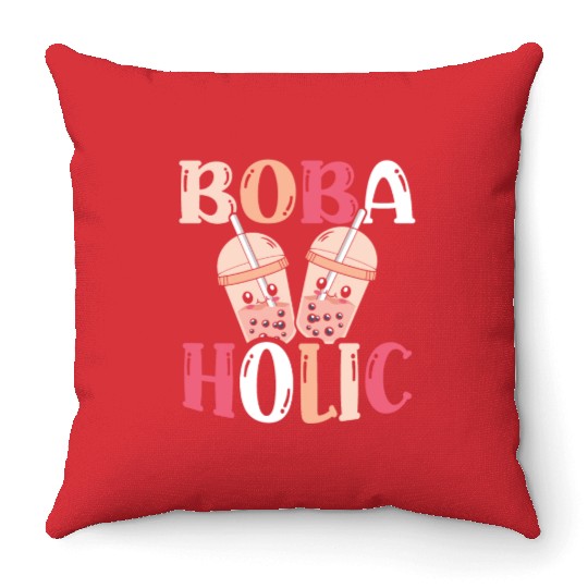 Bobaholic Bubble Tea Lover Boba Tea Drinker Korean Throw Pillows