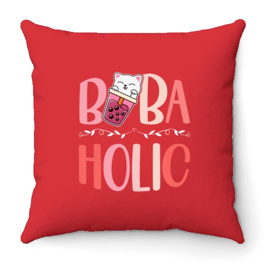 Bobaholic Bubble Tea Lover Boba Tea Drinker Korean Throw Pillows