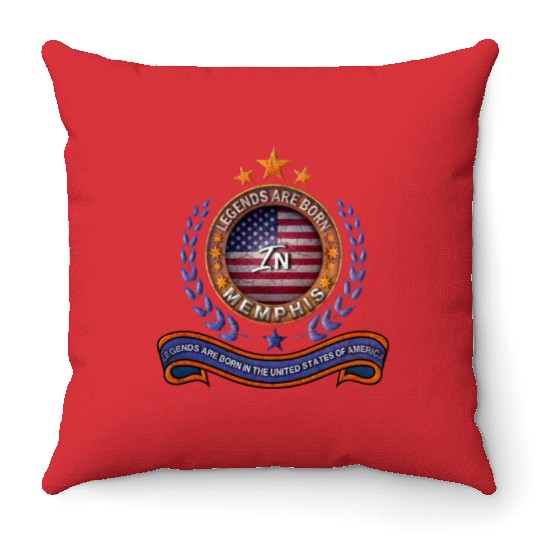 Legends of Memphis Tennessee Retro USA Flag Throw Pillows