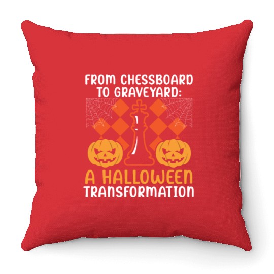Chess Halloween Trick Or Treat Chess Board Game Throw Pillows