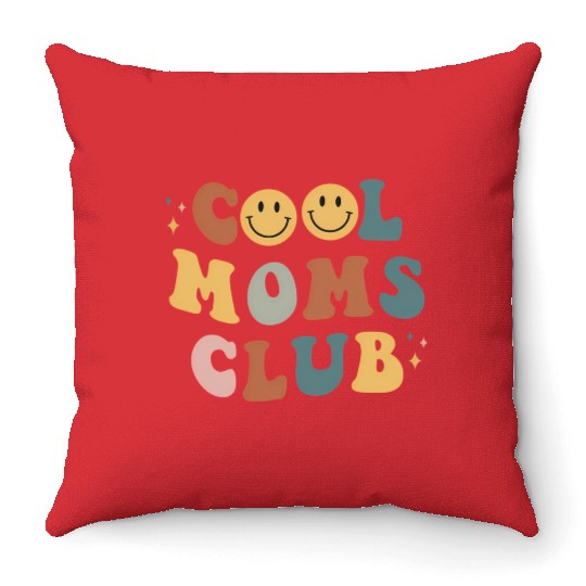 Moms Club On Back Print Throw Pillows