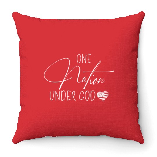 One Nation Under God Usa Script Throw Pillows