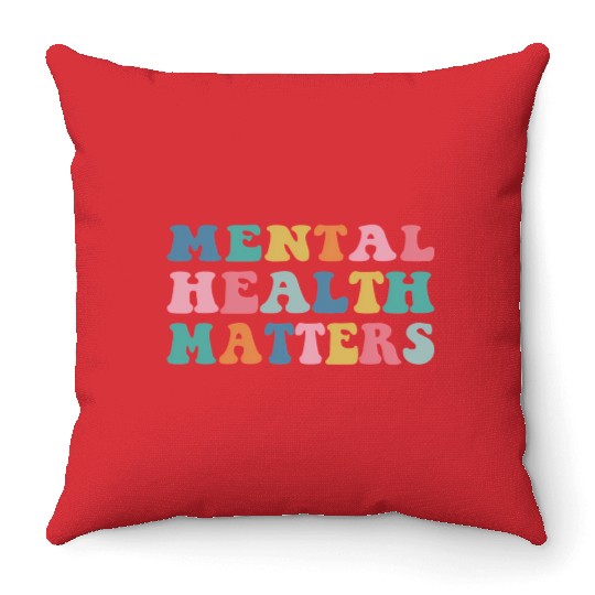 Mental Health Matters Colorful Aesthetic Preppy Throw Pillows