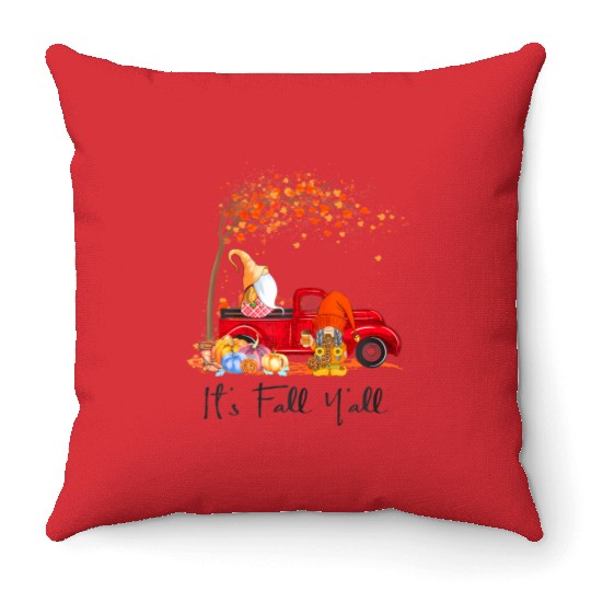 It's Fall Y'all Girls Fall Vibes Autumn Leaves Throw Pillows