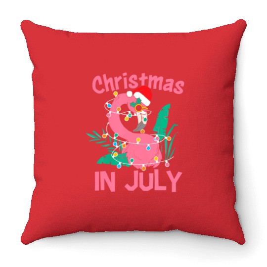 Funny Summer Beach Vacation Christmas In July Throw Pillows