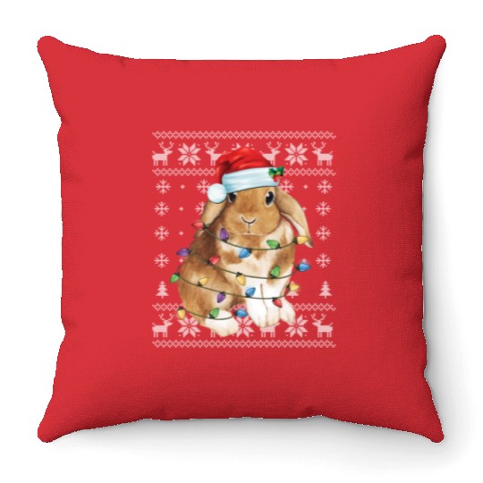 Bunny Rabbit Ugly Tree Decor Throw Pillows