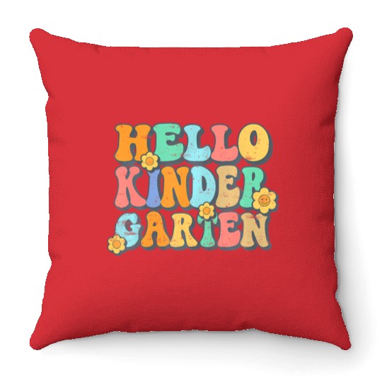 Hello Kindergarten Teacher Team Back To School Throw Pillows