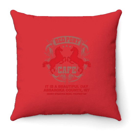 Red Pony It Is A Beautiful Day Throw Pillows