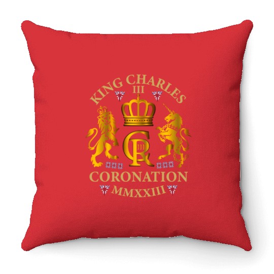 King Charles Iii British Monarch Royal Coronation Throw Pillows