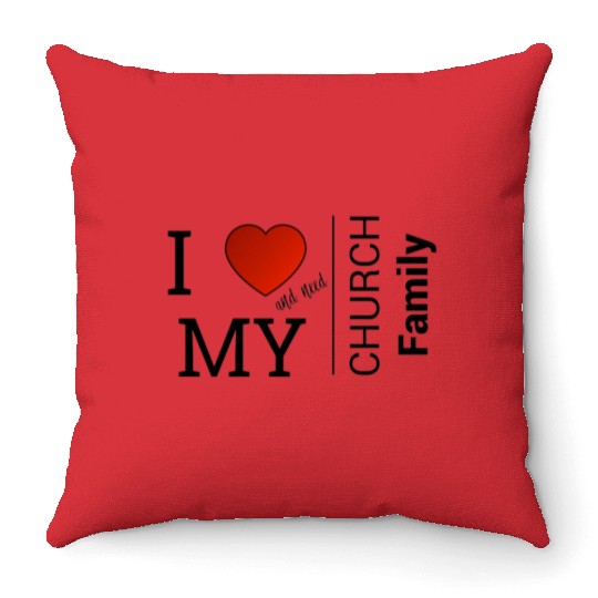 i love my church family Throw Pillows