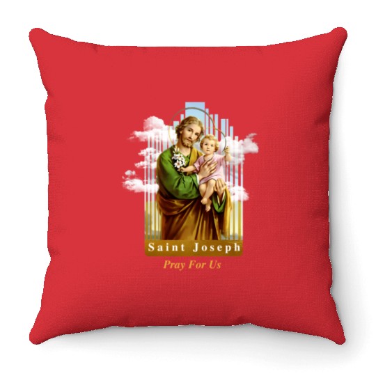 Saint Joseph Catholic Church St Joseph With Infant Throw Pillows