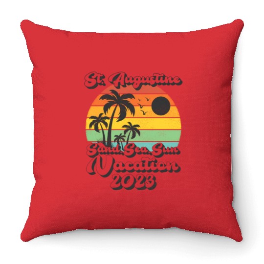 Sea Sand Sun Vacation 2023 Florida St Augustine Throw Pillows