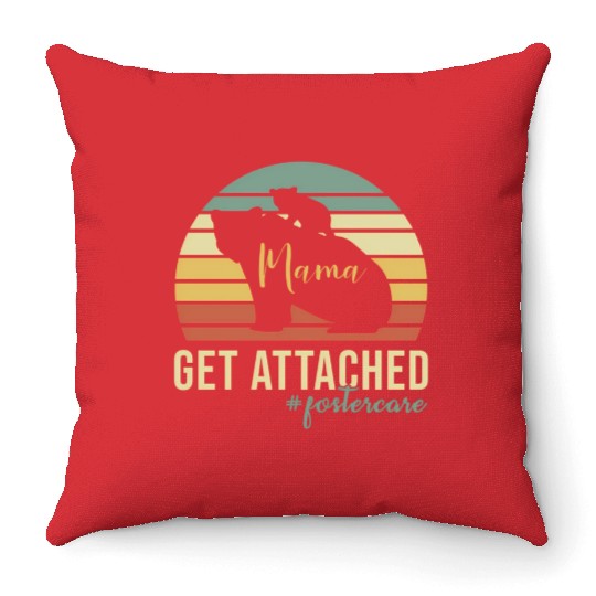 Get Attached Foster Care Mom Mama Bear Cub Throw Pillows