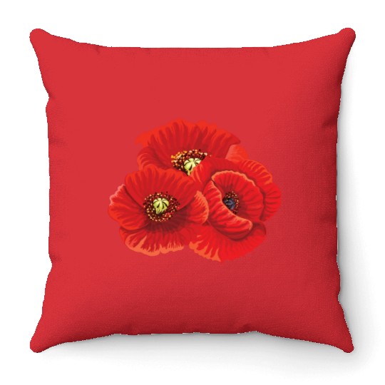 Poppy Flower Flowers Flora Nature Throw Pillows