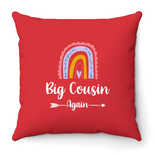 Soon To Be Big Cousin Again Rainbow Pregnancy Throw Pillows