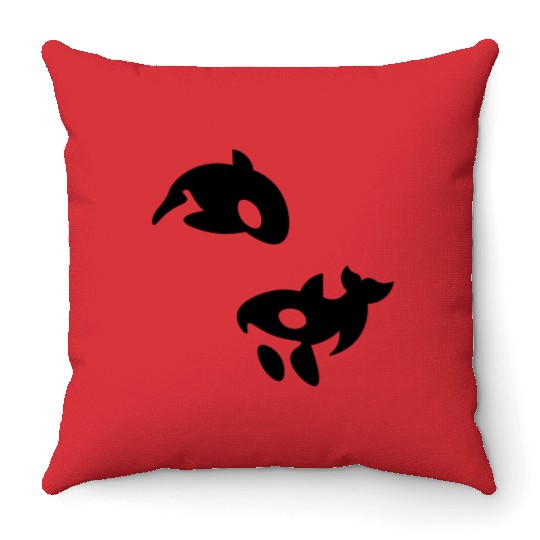 Orca Whale Sword Whale Back Fin Mammal Orcas Throw Pillows