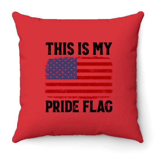 Patriotic 4Th Of July American Flag This Is My Pri Throw Pillows